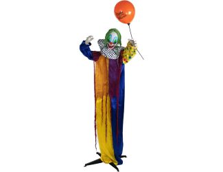 Life-Size Animatronic Clown with Lights and Sound, Indoor or Covered Outdoor Halloween Decoration