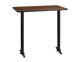30x42 Rectangular Walnut Laminate Table Top & 5" x 22" Bar Height Table Bases