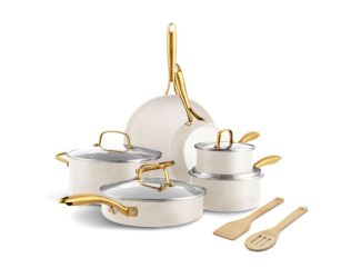 Studio Ceramic Nonstick 12pc Cookware Set Linen