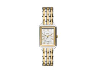 Ladies Raquel Two-Tone Stainless Steel Rectangle Watch Silver Dial