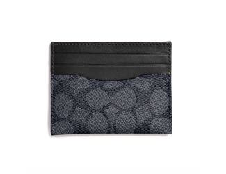 Mens Canvas Signature Flat Card Case - Charcoal/Black