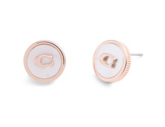 Mother of Pearl Coin Studs - Cream/Rose Gold