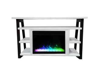 53-In. Sawyer Industrial Electric Fireplace Mantel with Deep Crystal Display and Color Changing Flam