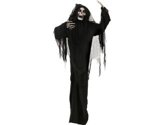 Life-Size Animatronic Grim Reaper with Lights and Sound, Indoor or Covered Outdoor Halloween Decorat