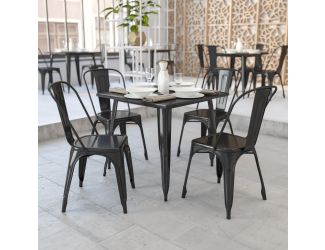 31.75" Square Black Metal Indoor-Outdoor Table - Event Table