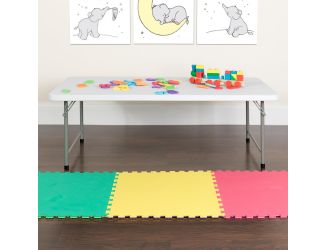 4.93-Foot Kid's Granite White Plastic Folding Activity Table - Play Table