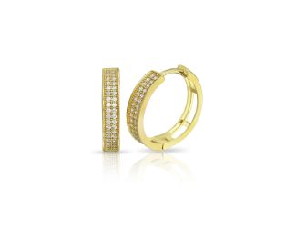 PARIKHS Gold Plated Micro Pave CZ Hoop Earrings in 925 Sterling Silver-18mm