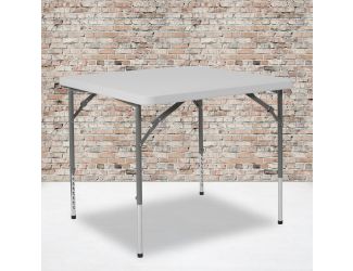 2.79-Foot Square Height Adjustable Granite White Plastic Folding Table