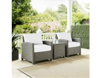 Bradenton 3Pc Outdoor Wicker Armchair Set - Sunbrella