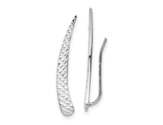 14k White Gold Polished and Textured Ear Climber Earrings
