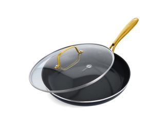 Studio Ceramic Nonstick 12" Fry Pan w/ Lid Black