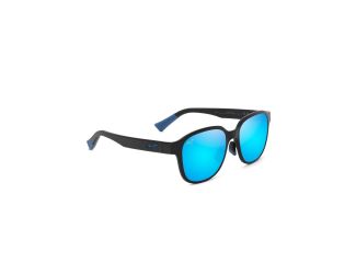 Noa Asian Fit Polarized Sunglasses Matte Black Frame Blue Hawaii Lens