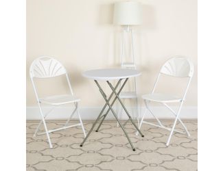 650 lb. Capacity White Plastic Fan Back Folding Chair-Commercial & Event Chairs