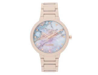 Women's Marble Dial Pink Rubberized Bracelet Watch