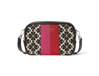 Spade Flower Jacquard Stripe Medium Camera Bag - Cream Multi