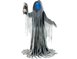 Motion-Activated Looming Phantom by SVI, Premium Talking Halloween Animatronic for Standing or Hangi