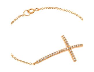 PARIKHS Rose Gold Plated Sideways Cross CZ Bracelet in 925 Sterling Silver