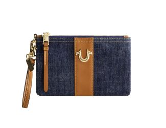 Horseshoe Denim Wristlet Pouch