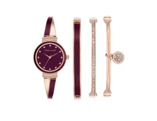 Women's Rose Burgundy Bracelet Watch Set