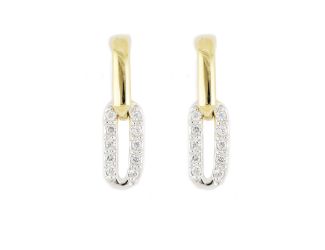 Diamante Small Two Link Pav Post Earring - Gold. 1-1/4" L. Made in America, Handcrafted in RI