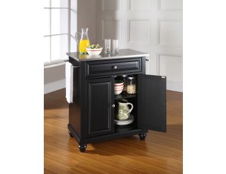 Cambridge Stainless Steel Top Kitchen Island Black Finish