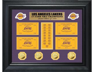 Los Angeles Lakers 17-Time Champions Gold Coin Deluxe Banner Collection