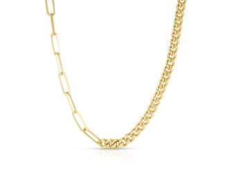 Curb and Paperclip Necklace Gold