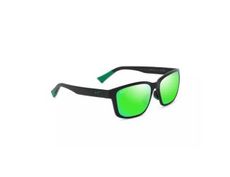 Lehiwa Asian Fit Polarized Sunglasses Matte Black Frame MAUIGreen Lens