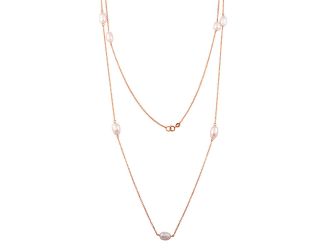 PARIKHS Rose Gold Plated Fresh Water Pearls Necklace in 925 Sterling Silver