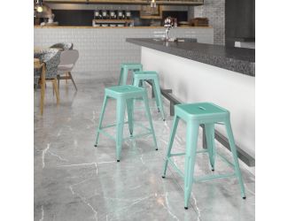 24" High Backless Mint Green Indoor-Outdoor Counter Height Stool
