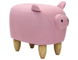 15-In. Seat Height Pink Pig Animal Shape Ottoman - Furniture for Nursery, Bedroom, Playroom, and Liv