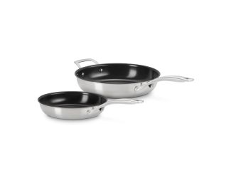 2pc Essential Stainless Steel Nonstick Fry Pan Set 9.5" & 11"