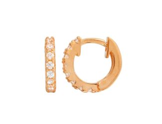 PARIKHS Rose Gold Plated CZ Huggie Earring in 925 Sterling Silver - 9.3MM