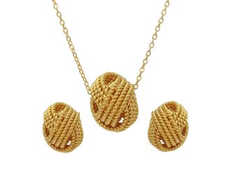 PARIKHS Gold Plated Rope Knot Necklace-Earring Set in 925 Sterling Silver