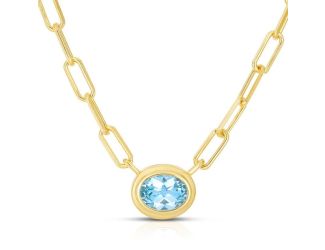 Oval Blue Topaz Necklace