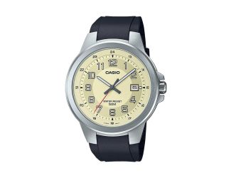 Mens Outdoor Field Analog Black Strap Watch Cream Dial
