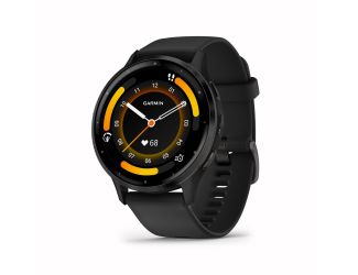 Garmin Venu 3, Slate Stainless Steel Bezel with Black Case and Silicone Band