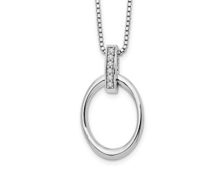 White Ice Sterling Silver RH Plated White Ice .04ct. Diamond Oval 18" Necklace