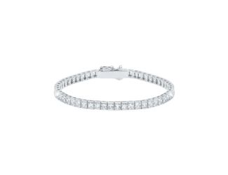 Crislu Classic Medium Princess Tennis Bracelet Finished in Pure Platinum