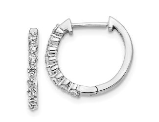 14K White Gold Lab Grown Diamond Hinged Hoop Earrings, .36ctw