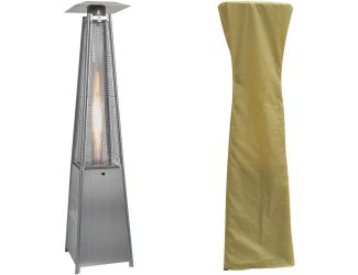 7-Ft. Tall 42,000 BTU Propane Pyramid Patio Heater with Waterproof Cover for Outdoor Entertaining in