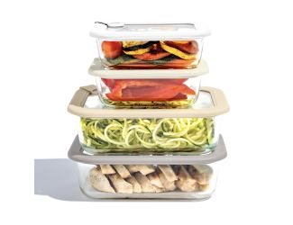 8pc Signature Glass Food Storage Set White Stone