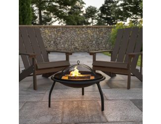 22.5" Foldable Outdoor Wood Burning Portable Firepit-Mesh Spark screen and Poker