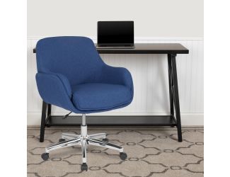 Home and Office Upholstered Mid-Back Molded Frame Chair in Blue Fabric