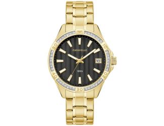 Caravelle Ladies Aqualuxx Crystal Watch Gold Tone