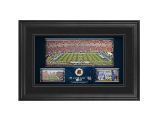 10" x 18" Stadium Panoramic Framed Collage w/Game-Used Football - LA Rams