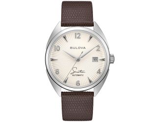 Men's Brown Lizard Strap with Silver White Dial