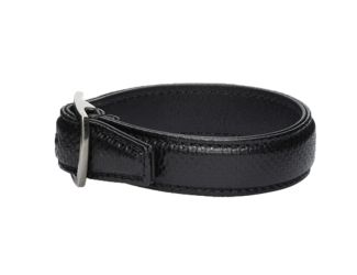 Saint Laurent Black Leather Snake Embossed Buckle Bracelet