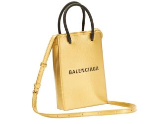 Balenciaga Gold Calfskin Leather Shopper Cross Body Bag