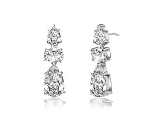 Sterling Silver Pear CZ Earrings Size 0.27